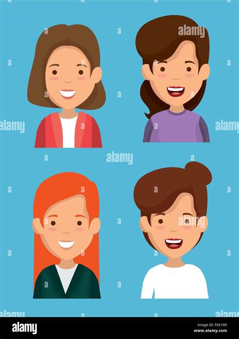 group of women friends characters Stock Vector Image & Art - Alamy