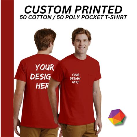 Custom Pocket T-shirt Personalized Business Logo Add Your Text Custom ...