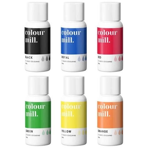 Next Generation Oil Based Food Colouring 20ml - Primary Colours Pack Of 6 by Cake Craft Company