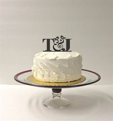 MONOGRAM Wedding Cake Topper INITIALS Bird Design Personalized Wedding ...