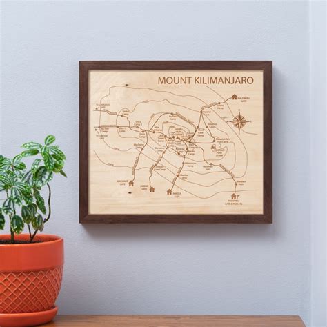 Mount Kilimanjaro Map Kilimanjaro Art Climbing Gifts | Etsy