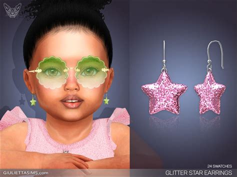 Sims 4 — Glitter Star Earrings For Toddlers by feyona — Glitter Star Earrings For Toddlers come ...