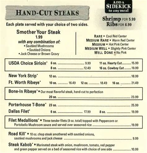 texas roadhouse lunch specials