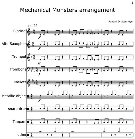 Mechanical Monsters arrangement - Sheet music for Clarinet, Alto Saxophone, Trumpet, Trombone ...