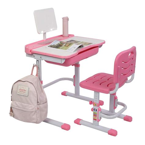 Learning Table and Chair Set, Adjustable Student Desk, 70CM Lifting ...