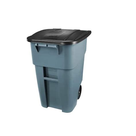 Rubbermaid Commercial Products Brute 50 Gal. Grey Rollout Trash Can with Lid FG9W2728GRAY - The ...