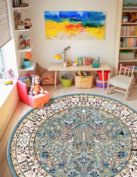 Blue 10' x 10' Rabia Round Rug | Rugs.com