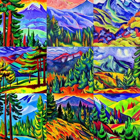 fauvism artstation matte painting landscape, mountain | Stable Diffusion