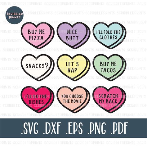 Funny Cute Candy Hearts SVG Funny Conversation Hearts SVG ...