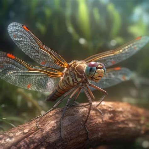 Premium AI Image | Dragonfly in natural habitat generative AI