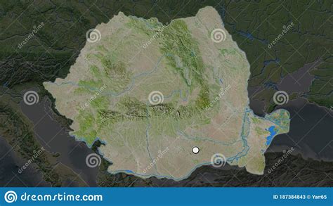 Romania - Satellite. Capital Point Stock Illustration - Illustration of ...