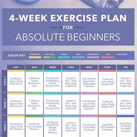 4-Week Exercise Plan for Absolute Beginners Calendar Download