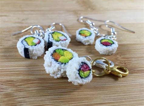 Sushi roll polymer clay earrings and charms Fimo Clay, Polymer Clay ...