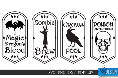 Halloween Label SVG Bundle | Potion Labels | Vintage Bottle Labels | H ...