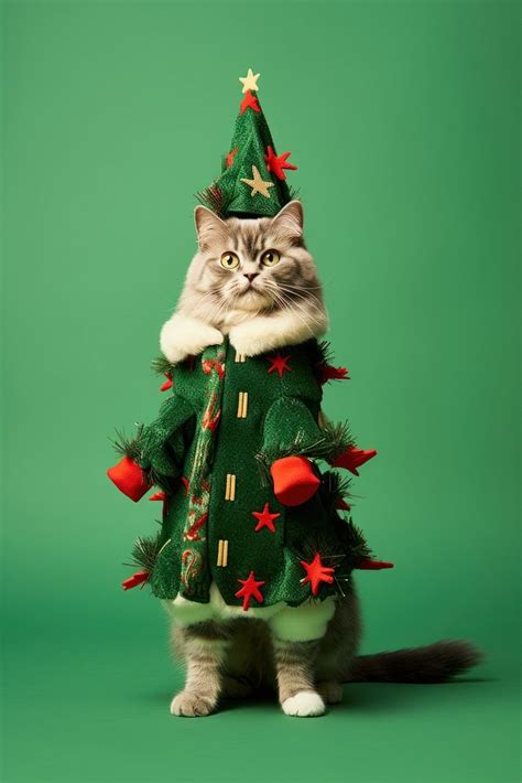 Cat Christmas tree costume. AI | Free Photo - rawpixel