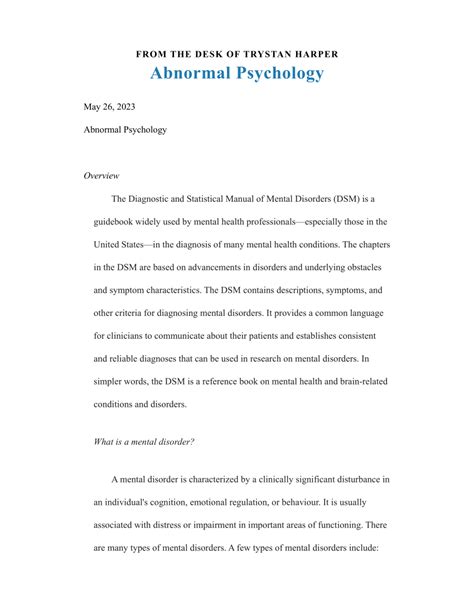 (PDF) Abnormal Psychology