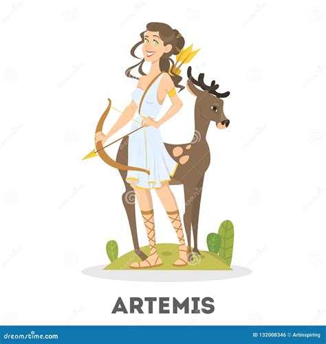 Artemis Greek Goddess from Ancient Mythology. Female Character Stock Vector - Illustration of ...