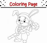 Happy Christmas Rabbit coloring Page For Children 29228505 Vector Art  sketch template