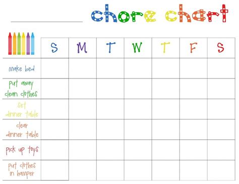 Free Printable Chore Chart For Toddlers