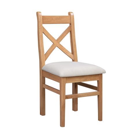 Pair of Solid Oak Dining Chairs with Fabric Seat - Adeline | Furniture123