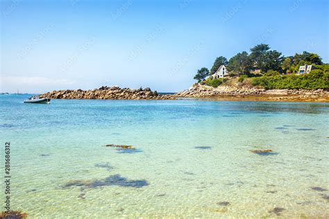 Ile de Batz Island with a beach in the summer, Bretagne, France, French ...