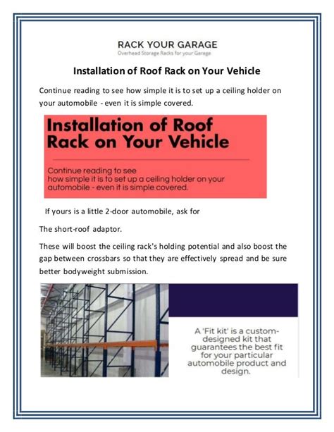 Installation of roof rack on your vehicle