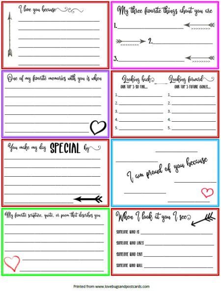 Free Printable LOVE NOTE Cards - Lovebugs and Postcards