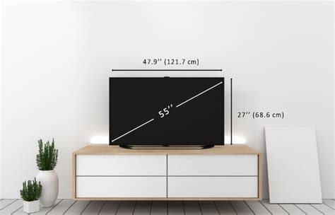 55-inch TV Dimensions: Length and Height in cm and inches - Blue Cine Tech