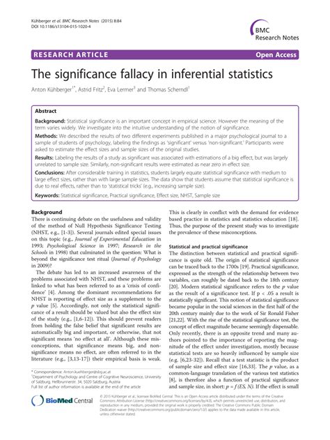 (PDF) The significance fallacy in inferential statistics Psychology