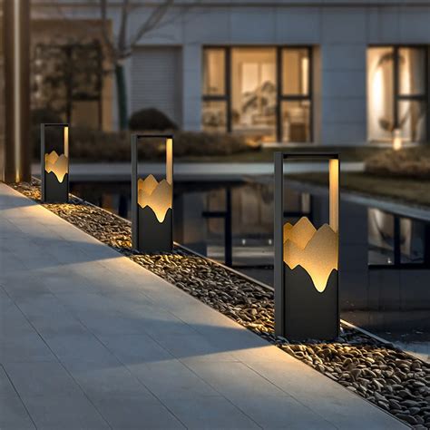 Modern Outdoor Post Lights LED Pillar Light Solar Landscape Lighting Garden Lights Backyard ...