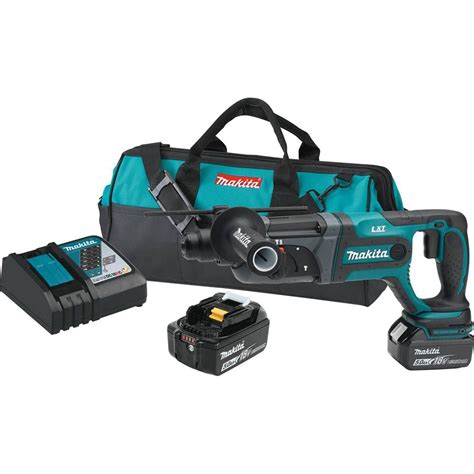 Makita 18V LXT Lithium-Ion 7/8 in. Cordless SDS-Plus Concrete/Masonry Rotary Hammer Drill Kit w ...