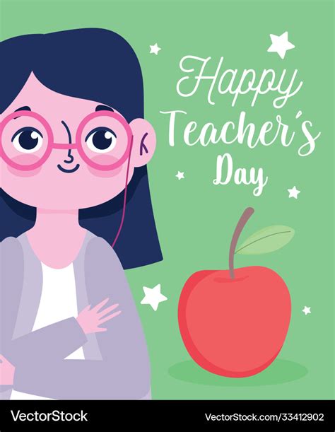 Happy teachers day female teacher cartoon Vector Image