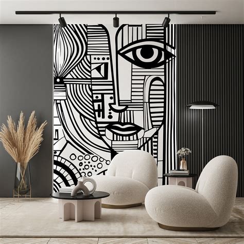 Wall Mural Photo Wallpaper Abstract black and white face Nr. u98714 | Uwalls