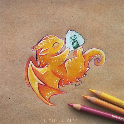 Onigiri dragon 🍙🐉 Everyone likes onigiri, even little dragons :) #dragon #dragons #fantasy Cute ...