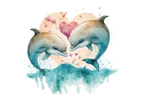 Dolphin Couple, Cute Dolphins in Love Graphic by gornidesign · Creative Fabrica