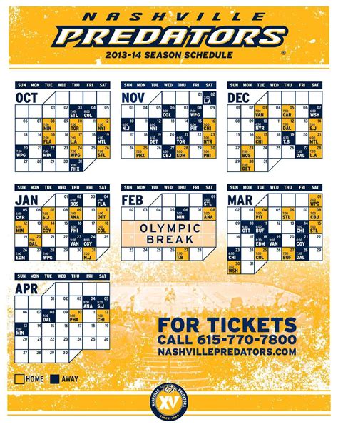 Nashville Predators Schedule - Now in an easier to read format! : r ...