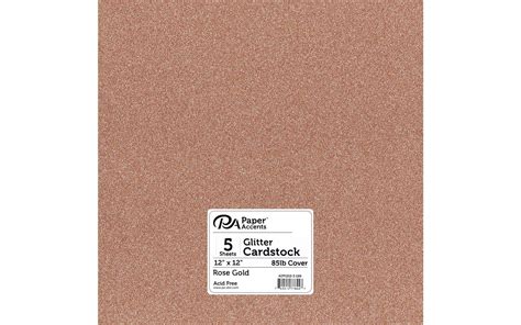 Paper Accents Glitter Cardstock 12"x 12" 85lb Rose Gold 5pc - Walmart.com