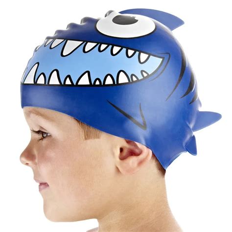 Aliexpress.com : Buy funny swimming cap blue shark swim caps for kids from Reliable cap lion ...