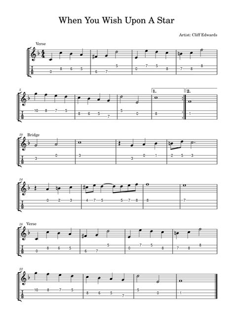 When You Wish Upon A Star (Cliff Edwards) - Easy Ukulele Fingerpicking Tab - FINGERSTYLE GUITAR