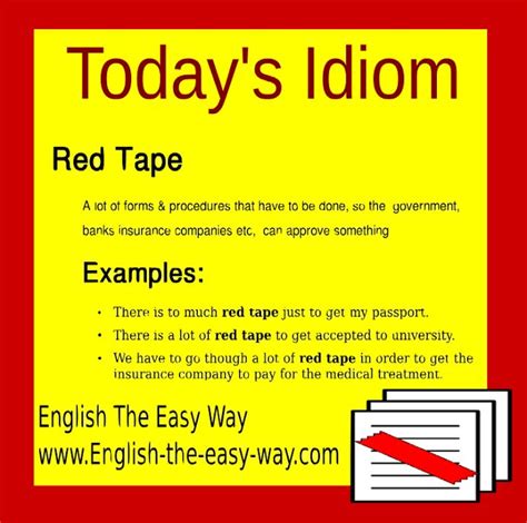 Idiom: Red tape | Idioms | Pinterest | English language, Red tape and English