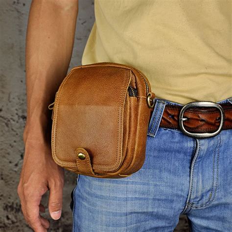 Retro Genuine Leather Men's Waist Bag Travel Pack Belt Wallet Purses ...