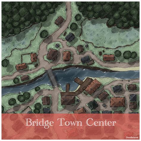 Bridge Town Center Map for D&D and TTRPG Adventures | River Village ...