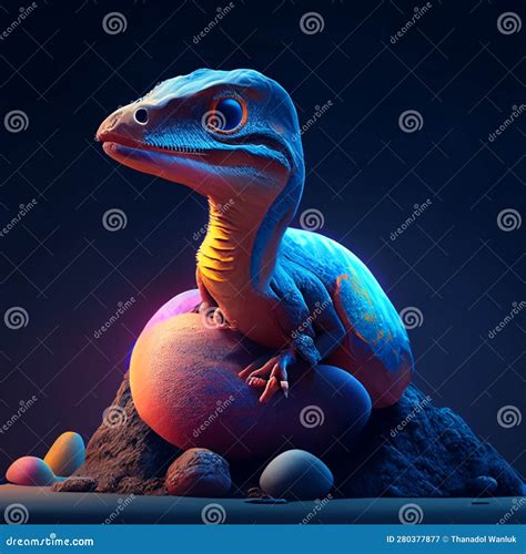 Baby Dinosaur with Eggs, Very Colorful Stock Illustration - Illustration of beautiful, painting ...