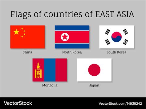 Waving flags of east asian Royalty Free Vector Image