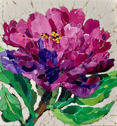 Purple peony Purple Peonies, Purple Flowers, Paper Flowers, Torn Paper, Original Collage ...