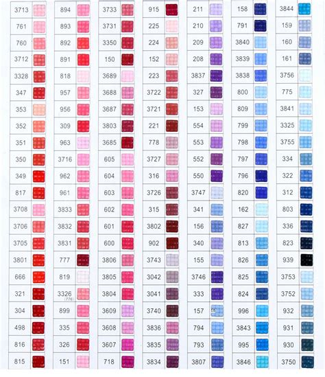 Free Printable Dmc Color Chart For Diamond Painting - Printable Templates Free