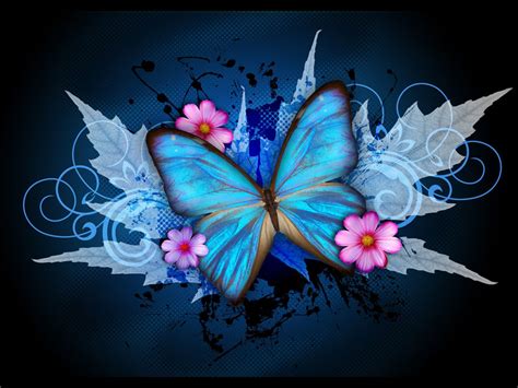 wallpaper: Blue Butterfly Art Wallpapers