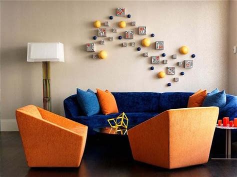 Complementary interior | Blue and orange | Blue and orange living room, Retro living rooms ...