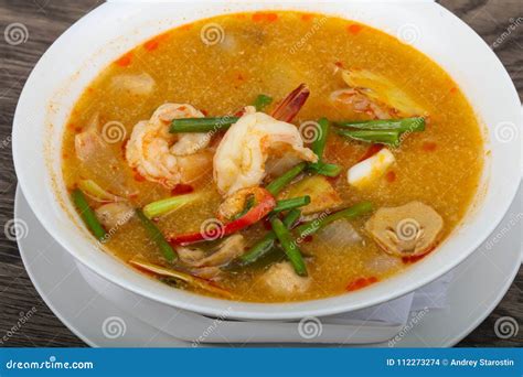 Tom Yam soup stock photo. Image of prawn, chili, milk - 112273274