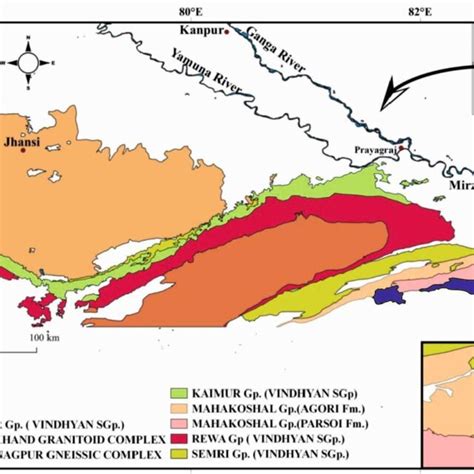 Geological map of the Vindhyan basin, in Sonbhadra District, Uttar... | Download Scientific Diagram